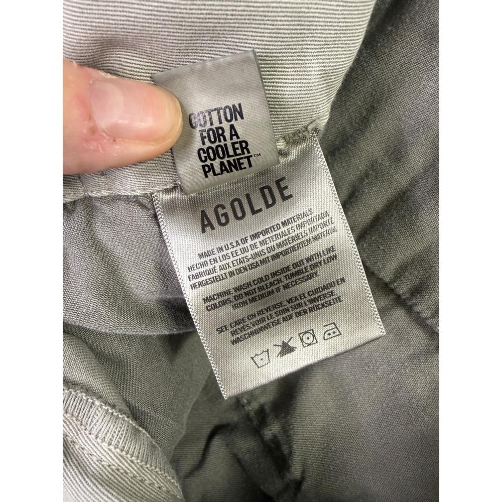 AGOLDE 25 Grey Deryn Pant Wide Leg Chino High Rise Regenerative Cotton Trousers - Picture 9 of 12
